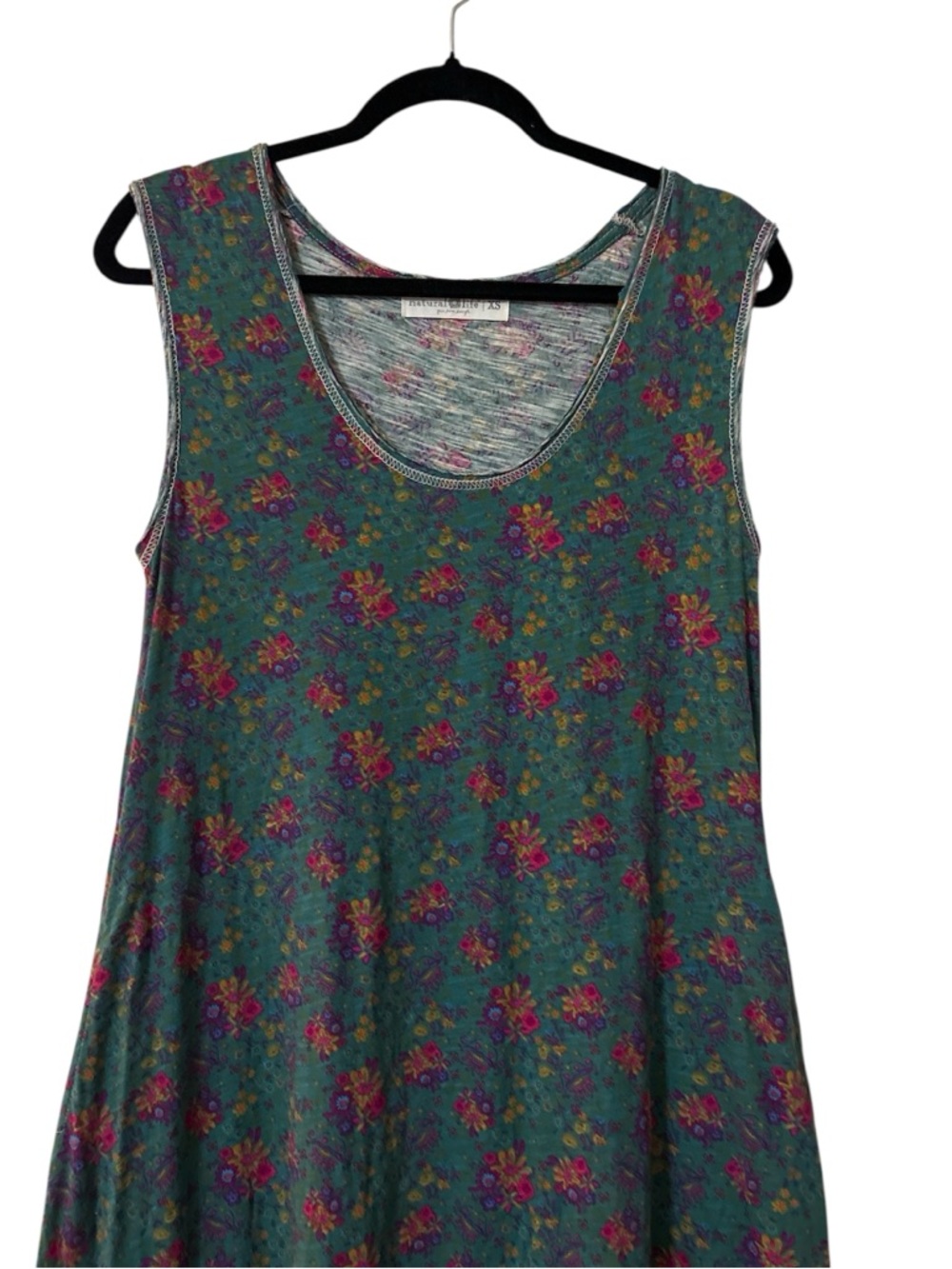 Natural Life Hangout Cotton Midi Dress in Turquoise Floral Medallions Sz XS - Picture 5 of 8
